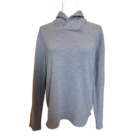 Banana Republic 100% Extra Fine Merino Wool Shawl Collar Sweater Blue Medium - Picture 1 of 9